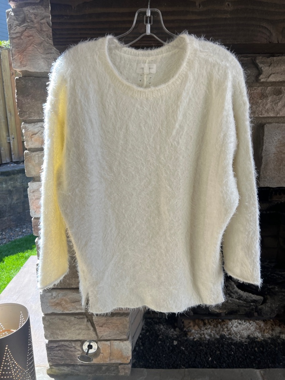 Lou & Grey Cream Winter White Fuzzy Crewneck Sweater